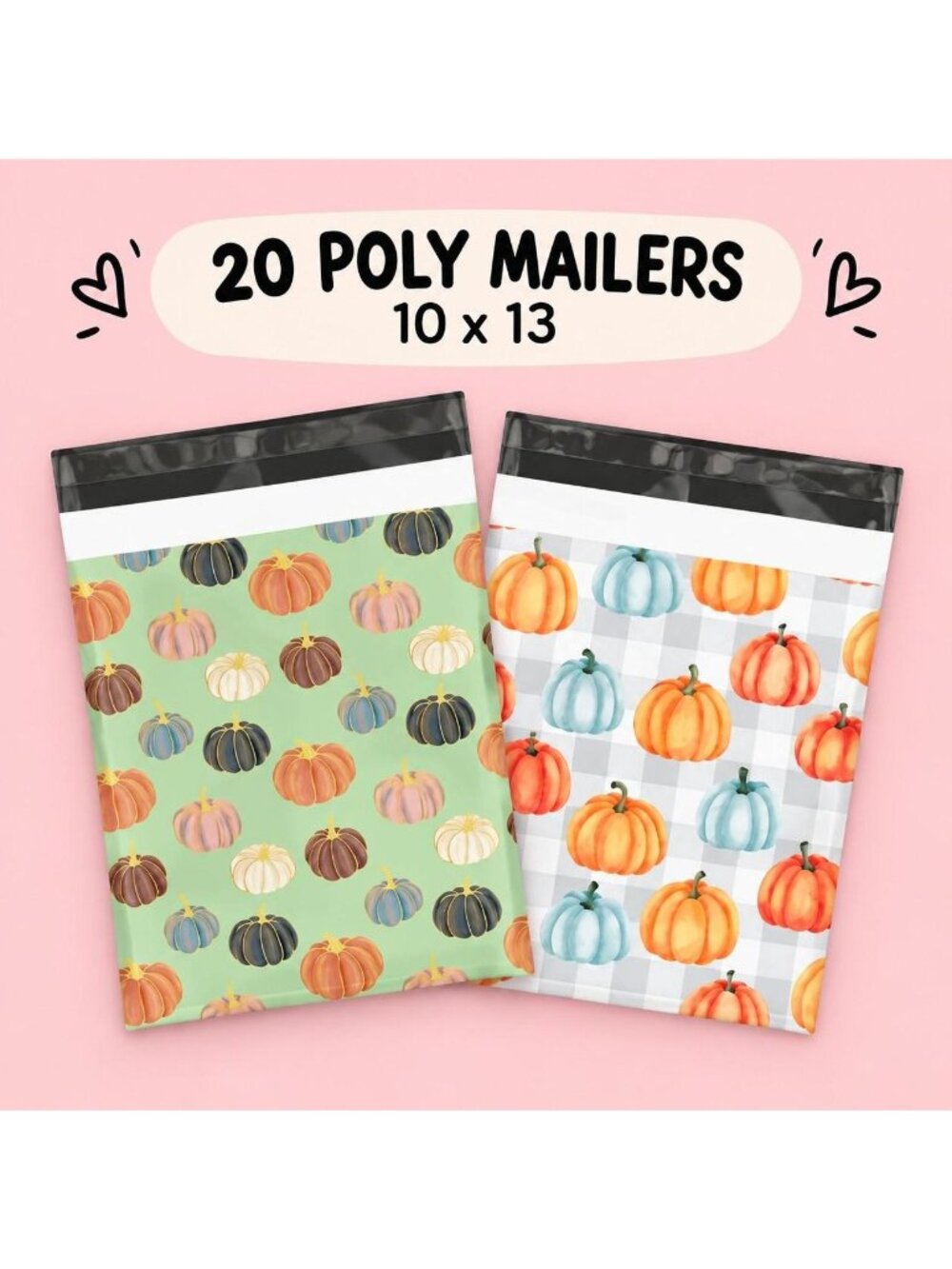 20 Fall Pumpkins Poly Mailers size 10x13